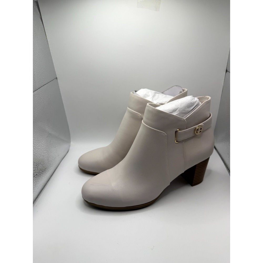 Giani Bernini Artemy Womens 10.5 M Bootie White Leather Ankle Block Heel Booties